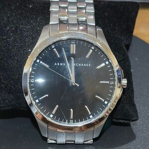 Armani Exchange Black Dial Silver Watch